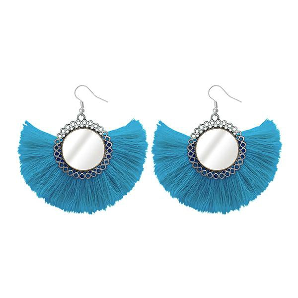 Tip Top Fashions Silver Plated Blue Thread Earrings - 1308349C