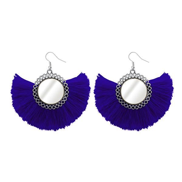 Jeweljunk Silver Plated Blue Thread Earrings - 1308349E