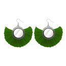 Jeweljunk Silver Plated Green Thread Earrings - 1308349L