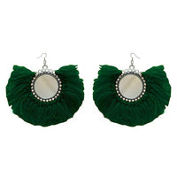 Jeweljunk Green Thread Silver Plated Earrings - 1308350C