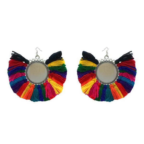 Jeweljunk Multicolor Thread Silver Plated Earrings - 1308350E