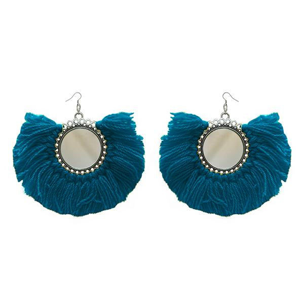 Jeweljunk Blue Thread Silver Plated Earrings - 1308350J