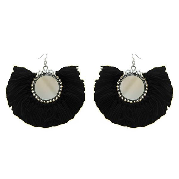 Jeweljunk Black Thread Silver Plated Earrings - 1308350K