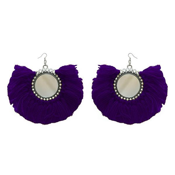 Jeweljunk Blue Thread Silver Plated Earrings - 1308350M