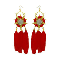 Jeweljunk Gold Plated Red Feather Earrings - 1308353A