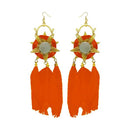 Jeweljunk Gold Plated Orange Feather Earrings - 1308353C