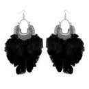 Jeweljunk Black Feather Rhodium Plated Afghani Earrings - 1308355F