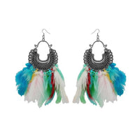 Jeweljunk Multicolor Feather Rhodium Plated Afghani Earrings - 1308355K