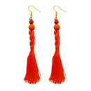Jeweljunk Orange Beads Thread Earrings - 1308356A