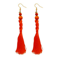 Jeweljunk Orange Beads Thread Earrings - 1308356A