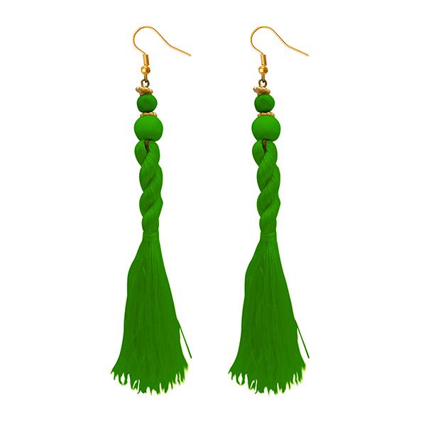 Tip Top Fashions Green Beads Thread Earrings - 1308356F