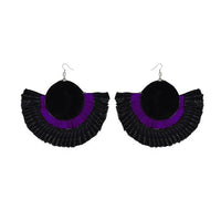 Tip Top Fashions Purple And Black Thread Earrings - 1308357B