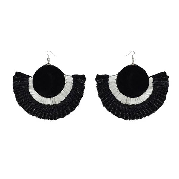 Jeweljunk White And Black Thread Earrings - 1308357C