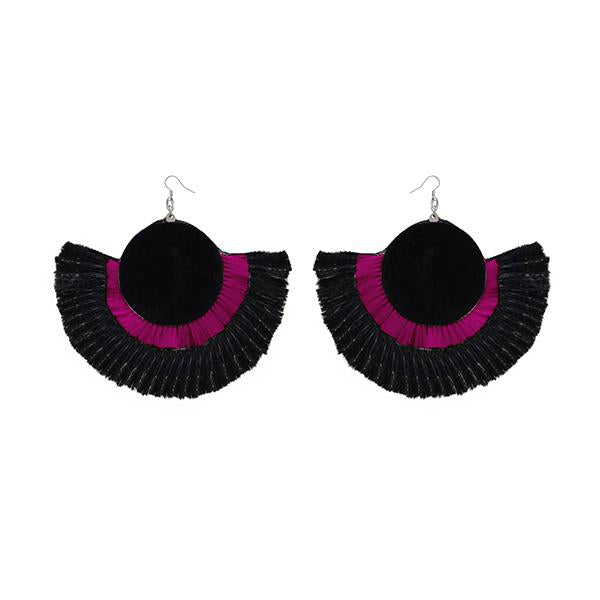 Jeweljunk Pink And Black Thread Earrings - 1308357G
