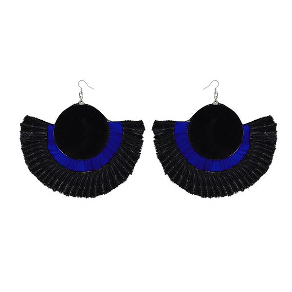 Jeweljunk Blue And Black Thread Earrings - 1308357I