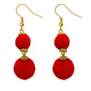 Tip Top Fashions Red Thread Gold Plated Dangler Earrings - 1308359A