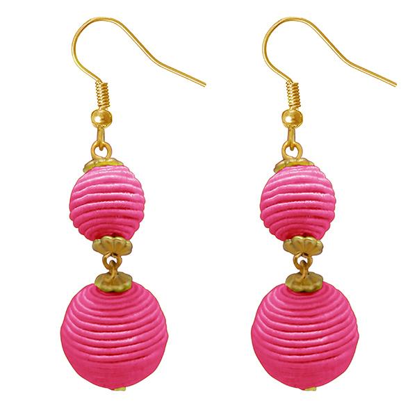 Jeweljunk Pink Thread Gold Plated Dangler Earrings - 1308359B