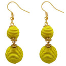 Tip Top Fashions Yellow Thread Gold Plated Dangler Earrings - 1308359I