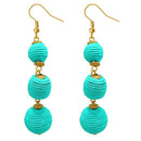 Tip Top Fashions Blue Thread Gold Plated Dangler Earrings - 1308360B