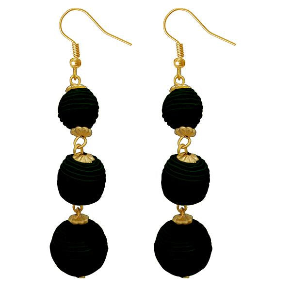 Jeweljunk Black Thread Gold Plated Dangler Earrings - 1308360C
