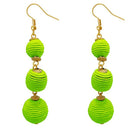 Jeweljunk Green Thread Gold Plated Dangler Earrings - 1308360E