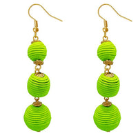 Jeweljunk Green Thread Gold Plated Dangler Earrings - 1308360E