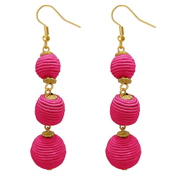 Jeweljunk Pink Thread Gold Plated Dangler Earrings - 1308360H