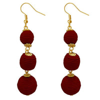 Jeweljunk Maroon Thread Gold Plated Dangler Earrings - 1308360J