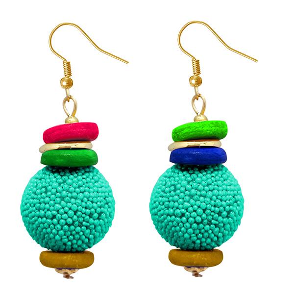 Tip Top Fashions Gold Plated Green Beads Dangler Earrings - 1308361B
