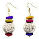 Jeweljunk Gold Plated White Beads Dangler Earrings - 1308361C