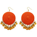 Jeweljunk Orange Bead Drop Thread Earrings - 1308363C