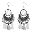 Jeweljunk White Thread Afghani Tassel Earrings - 1308366A