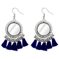 Jeweljunk Blue Thread Rhodium Plated Thread Earrings - 1308367D