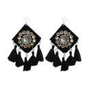Jeweljunk Black Thread Austrian Stone Tassel Earrings - 1308368F