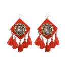 Jeweljunk Orange Thread Austrian Stone Tassel Earrings - 1308368G