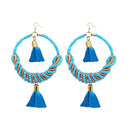 Jeweljunk Blue Thread Beads Rhodium Plated Thread Earrings - 1308369B