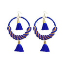 Jeweljunk Blue Thread Beads Rhodium Plated Thread Earrings - 1308369D