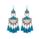 Jeweljunk Blue Thread Meenakari Afghani Tassel Earrings - 1308370B