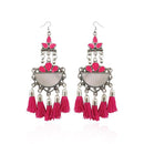 Jeweljunk Pink Thread Meenakari Afghani Tassel Earrings - 1308370C