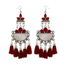 Jeweljunk Maroon Thread Meenakari Afghani Tassel Earrings - 1308370H
