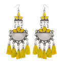 Jeweljunk Yellow Thread Meenakari Afghani Tassel Earrings - 1308370I