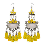 Jeweljunk Yellow Thread Meenakari Afghani Tassel Earrings - 1308370I