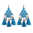 Jeweljunk Blue Thread Meenakari Afghani Tassel Earrings - 1308371B