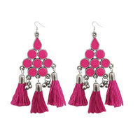 Jeweljunk Pink Thread Meenakari Afghani Tassel Earrings - 1308371C