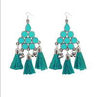 Jeweljunk Green Thread Meenakari Afghani Tassel Earrings - 1308371F