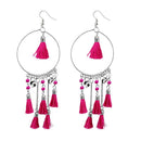 Jeweljunk Pink Thread Rhodium Plated Tassel Earrings - 1308372C