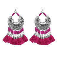 Jeweljunk Pink Thread Afghani Tassel Earrings - 1308373D