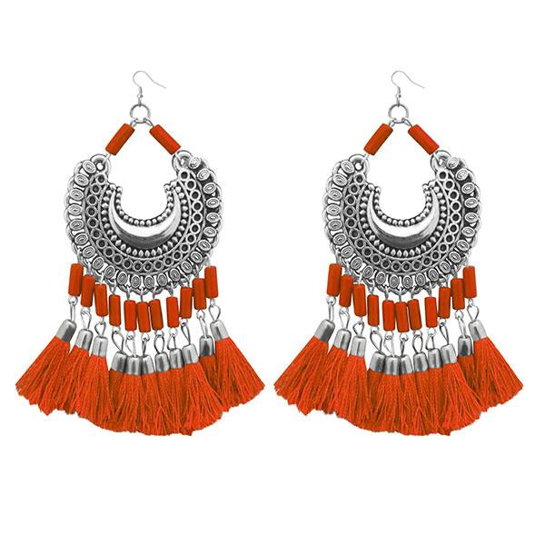 Jeweljunk Orange Thread Afghani Tassel Earrings - 1308373E
