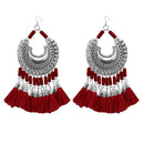 Jeweljunk Maroon Thread Afghani Tassel Earrings - 1308373F