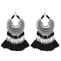 Jeweljunk Black Thread Afghani Tassel Earrings - 1308373H